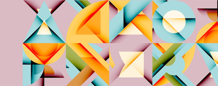 Minimal geometric abstract background. Circle square and triangle designのイラスト素材