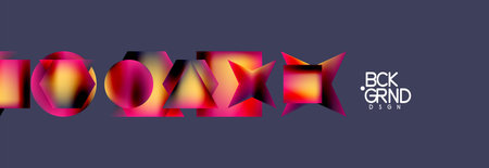 Neon color geometric shapes square triangle circle abstract background. Vector Illustration For Wallpaper, Banner, Background, Card, Book Illustration, landing pageのイラスト素材