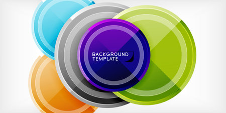 Abstract background - multicolored circles, trendy minimal geometric design, vector illustrationのイラスト素材