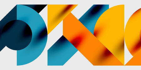 Detailed composition of circles, semicircles, and triangles with glossy effects and smooth...