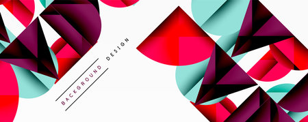 Abstract geometric pattern with intersecting circles and triangles in gradients. The high-contrast composition creates depth and a dynamic, modern aestheticのイラスト素材