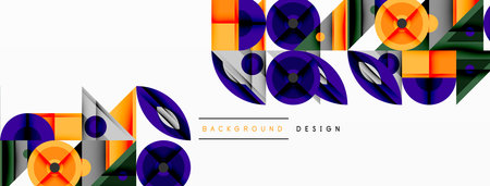 Dynamic geometric composition with sharp angles, circular forms, and gradient colorsのイラスト素材