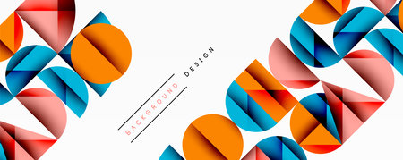 Abstract geometric pattern with intersecting circles and triangles in gradients. The high-contrast composition creates depth and a dynamic, modern aestheticのイラスト素材