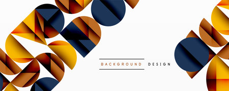 Abstract geometric pattern with intersecting circles and triangles in gradients. The high-contrast composition creates depth and a dynamic, modern aestheticのイラスト素材