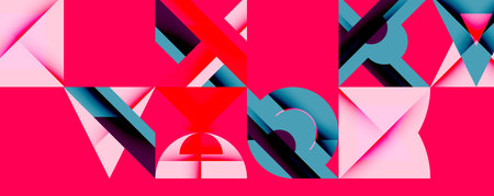 Minimal geometric abstract background. Circle square and triangle designのイラスト素材