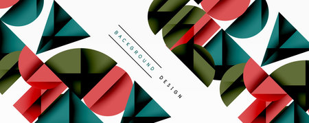 Abstract geometric pattern with intersecting circles and triangles in gradients. The high-contrast composition creates depth and a dynamic, modern aestheticのイラスト素材