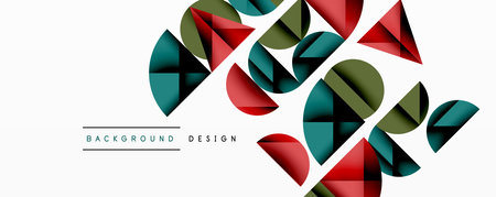 Abstract geometric pattern with intersecting circles and triangles in gradients. The high-contrast composition creates depth and a dynamic, modern aestheticのイラスト素材