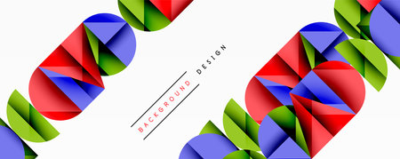 Abstract geometric pattern with intersecting circles and triangles in gradients. The high-contrast composition creates depth and a dynamic, modern aestheticのイラスト素材