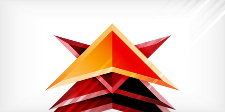 Arrows with 3d effect abstract background. Triangles on light grey backdrop