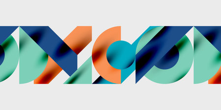 Detailed composition of circles, semicircles, and triangles with glossy effects and smooth...