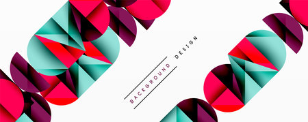 Abstract geometric pattern with intersecting circles and triangles in gradients. The high-contrast composition creates depth and a dynamic, modern aestheticのイラスト素材