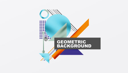 Circles, triangles, squares, rings and lines with shadow effect