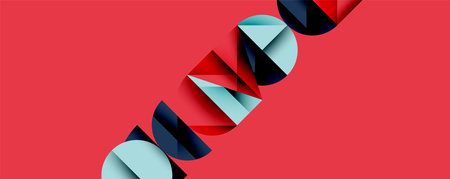 Abstract geometric background with layered gradient shapes forming dynamic patterns. Overlapping...