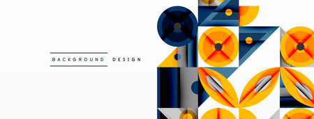 Dynamic geometric composition with sharp angles, circular forms, and gradient colorsのイラスト素材