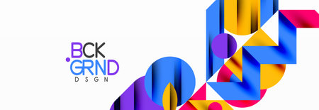 Trendy colorful circles, lines, arrows, triangles and other geometric shapes. Vector Illustration For Wallpaper, Banner, Background, Card, Book Illustration, landing pageのイラスト素材