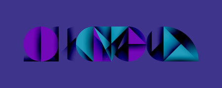 Abstract geometric pattern with intersecting circles and triangles in gradients. The high-contrast composition creates depth and a dynamic, modern aestheticのイラスト素材