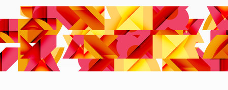 Circles, semi circles, squares and round triangles. Geometric mosaic style pattern abstract background for wallpaper, banner, backdrop, card, book Illustration, landing pageのイラスト素材