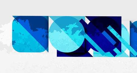 Squares, circles and triangles and grainy noisy texture. Vector Illustration For Wallpaper, Banner, Background, Card, Book Illustration, landing pageのイラスト素材