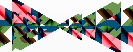 Abstract geometric composition with interlocking circular and angular shapes, featuring smooth...