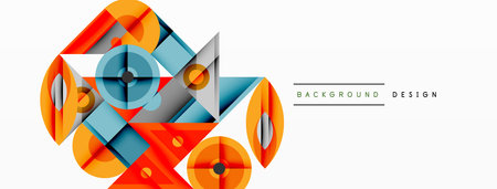 Dynamic geometric composition with sharp angles, circular forms, and gradient colors