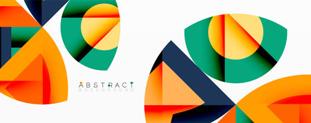 Circles, semi circles, squares and round triangles. Geometric mosaic style pattern abstract...