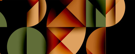 Abstract geometric background with layered gradient shapes forming dynamic patterns. Overlapping...