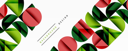 Abstract geometric background with layered gradient shapes forming dynamic patterns. Overlapping...