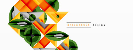 Dynamic geometric composition with sharp angles, circular forms, and gradient colorsのイラスト素材