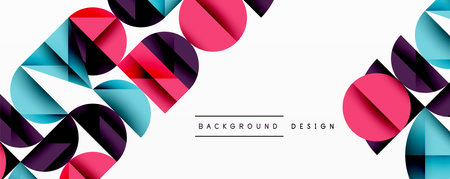 Abstract geometric pattern with intersecting circles and triangles in gradients. The high-contrast composition creates depth and a dynamic, modern aestheticのイラスト素材