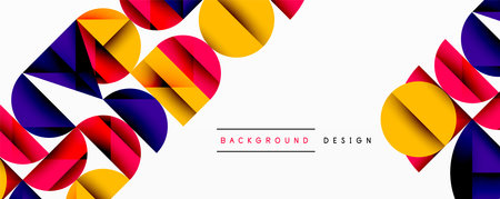 Abstract geometric background with layered gradient shapes forming dynamic patterns. Overlapping...