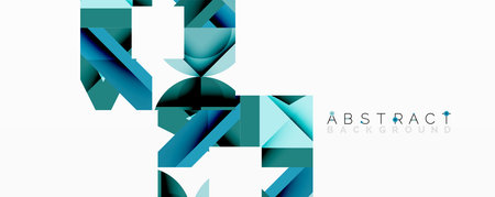 Circles, semi circles, squares and round triangles. Geometric mosaic style pattern abstract...