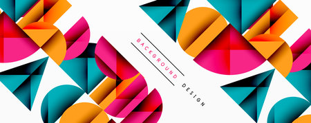 Abstract geometric pattern with intersecting circles and triangles in gradients. The high-contrast composition creates depth and a dynamic, modern aestheticのイラスト素材