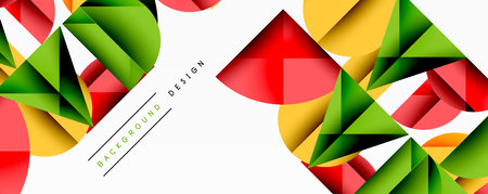 Abstract geometric background with layered gradient shapes forming dynamic patterns. Overlapping semi circles and triangles create depth and contrastのイラスト素材