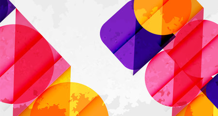 Squares, circles and triangles and grainy noisy texture. Vector Illustration For Wallpaper, Banner, Background, Card, Book Illustration, landing pageのイラスト素材