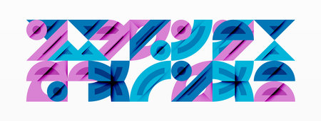 Abstract geometric background with shapes, featuring circular and rounded elements. Bold contrast, smooth gradients, dynamic composition, futuristic styleのイラスト素材