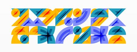 Abstract geometric background with shapes, featuring circular and rounded elements. Bold contrast,...