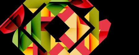 Circles, semi circles, squares and round triangles. Geometric mosaic style pattern abstract...