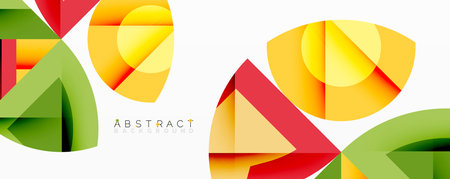 Circles, semi circles, squares and round triangles. Geometric mosaic style pattern abstract background for wallpaper, banner, backdrop, card, book Illustration, landing pageのイラスト素材