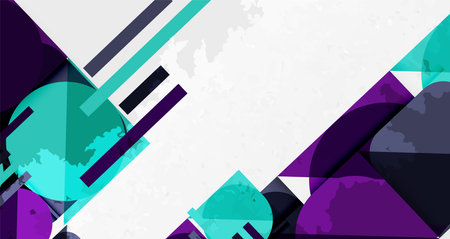 Grainy stain texture geometric abstract background with circles, squares and lines. Vector Illustration For Wallpaper, Banner, Background, Card, Book Illustration, landing pageのイラスト素材