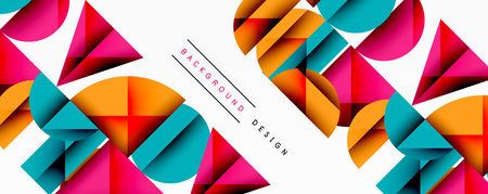 Abstract geometric pattern with intersecting circles and triangles in gradients. The high-contrast composition creates depth and a dynamic, modern aestheticのイラスト素材