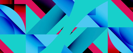 Circles, semi circles, squares and round triangles. Geometric mosaic style pattern abstract...