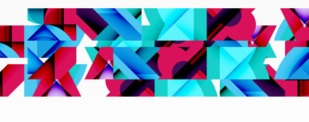 Circles, semi circles, squares and round triangles. Geometric mosaic style pattern abstract...