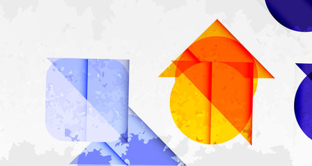 Squares, circles and triangles and grainy noisy texture. Vector Illustration For Wallpaper, Banner,...