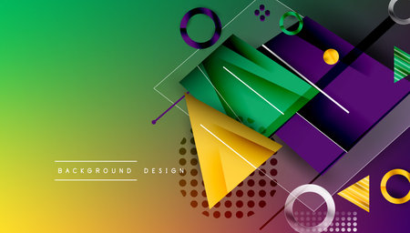 Abstract background - overlapping circles, rectangles, and triangles with vibrant gradients....
