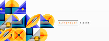 Dynamic geometric composition with sharp angles, circular forms, and gradient colorsのイラスト素材