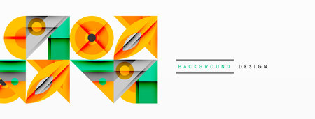 Dynamic geometric composition with sharp angles, circular forms, and gradient colorsのイラスト素材