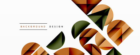 Abstract geometric background with layered gradient shapes forming dynamic patterns. Overlapping semi circles and triangles create depth and contrastのイラスト素材