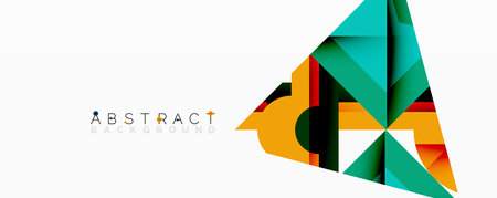 Abstract geometric artwork with interwoven angular and curved shapes, dynamic composition with...