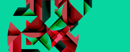 Circles, semi circles, squares and round triangles. Geometric mosaic style pattern abstract...