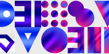 Simple shapes - circles, triangles, rectangles abstract background. Vector Illustration For...